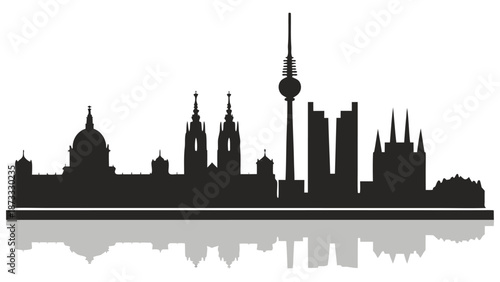 A striking black cityscape view of berlin germany with iconic buildings and towers a beautiful silhouette