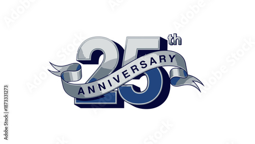 25th Anniversary Celebration Logo Design with Ribbon.