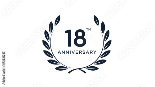 Elegant 18th Anniversary Logo Design with Laurel Wreath.