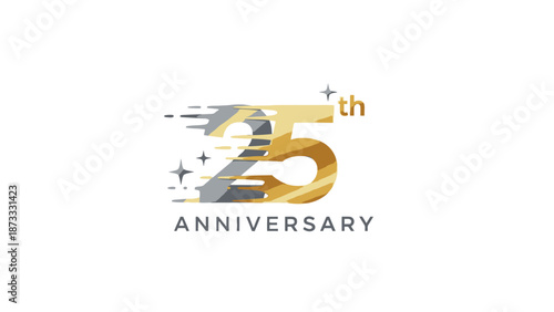 25th Anniversary Celebration Luxury Golden Logo Design.