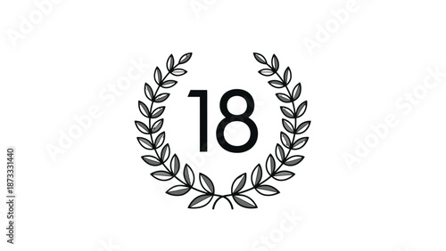 Laurel wreath with the number eighteen in the center.
