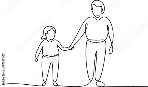 Continuous Line Illustration of Generational Connection – Minimal One Line Family Continuity and Bond Illustration, Modern Emotional Design