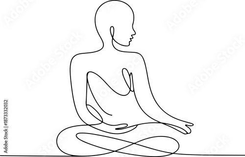 Continuous Line Illustration of Inner Peace Represented by Curves – Minimal One Line Calm Flow Art, Modern Zen Abstract Design