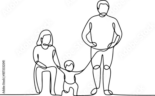 Continuous Line Illustration of Generational Connection – Minimal One Line Family Legacy Art, Emotional Modern Wall Decor