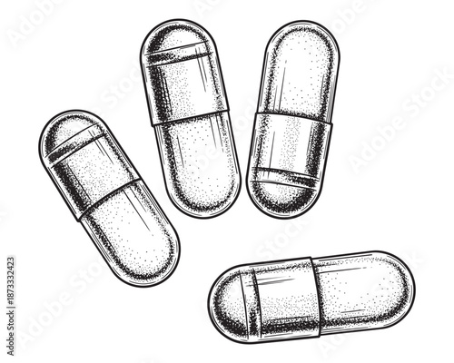 Medical capsules illustration vector for healthcare and pharmacy symbols