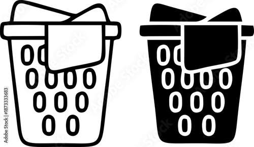 Laundry Basket Washing Icon Vector
