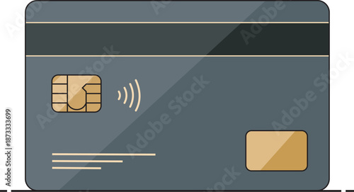 Minimalist flat vector illustration of a modern sleek credit card for banking