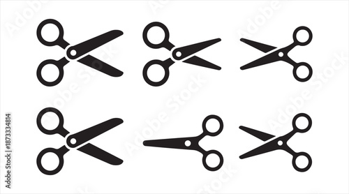 Cutting scissors silhouette icon pack for stationery, education and business concepts