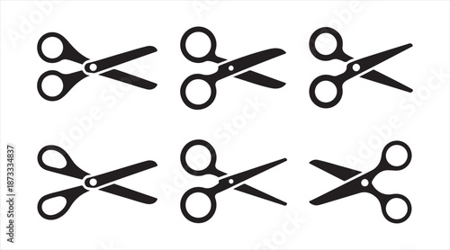Scissors cutting tool silhouettes collection for office, school and craft design
