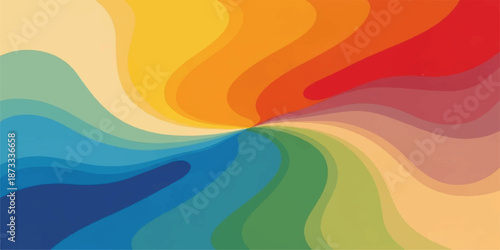 Vibrant abstract rainbow colored background with wavy lines and gradient colors