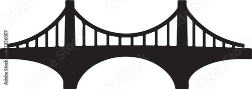 Black silhouette of a suspension bridge