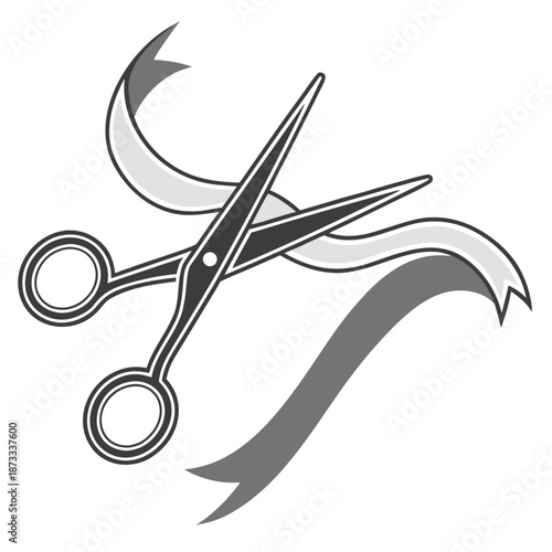 A striking image of scissors cutting a ribbon a symbolic representation of opening ceremonies silhouette