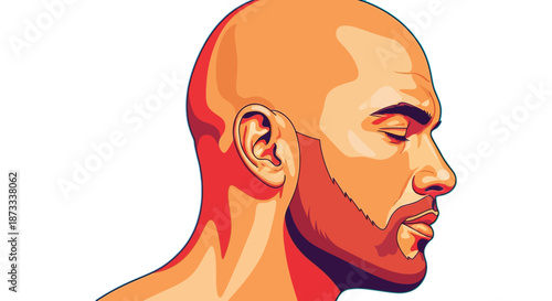 Man with closed eyes in profile, a serene portrait illustrating contemplation.