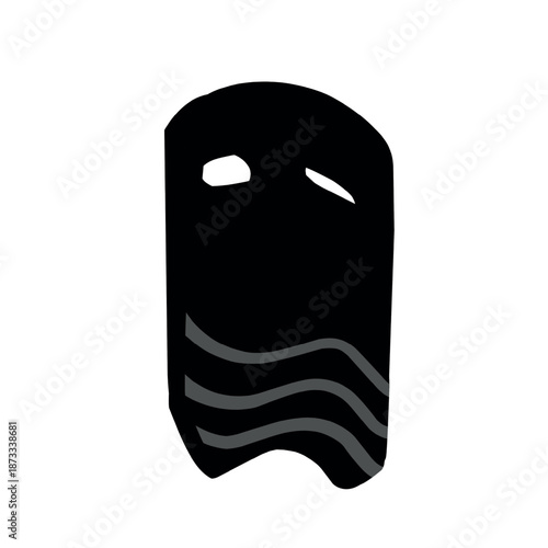 Quadro su tela Scary Black Ghost with Waves Graphic Design