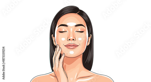Woman touches her cheek with closed eyes showing radiant, glowing, and healthy skin.