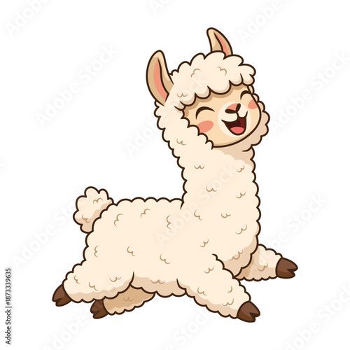 Funny jumping llama cartoon character