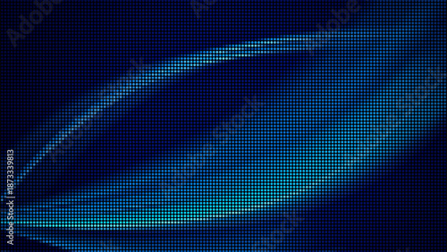 Modern vector illustration featuring a flowing blue wave composed of pixelated dots on a dark background. Perfect for technology or futuristic themed projects.