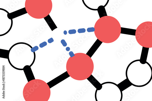 A molecular structure diagram with red and white atoms and black bonds