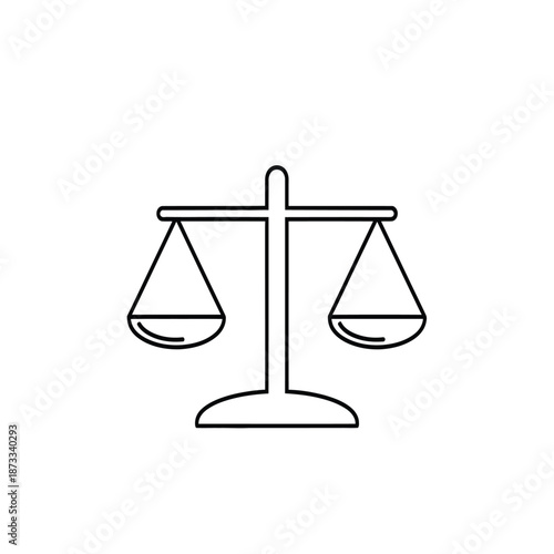 A simple line drawing of a balance scale icon