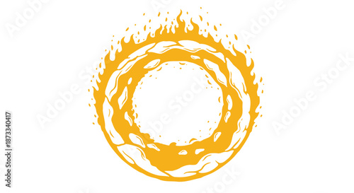 Fiery yellow ring graphic design element symbolizes intense heat or energy flow.