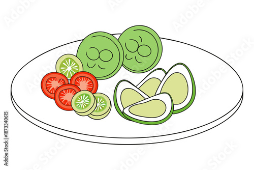 Vegetarian food platter with neatly arranged fresh vegetables