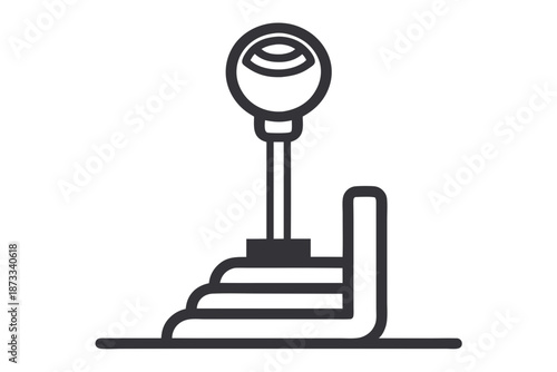 Manual car gearshift lever side profile line art illustration