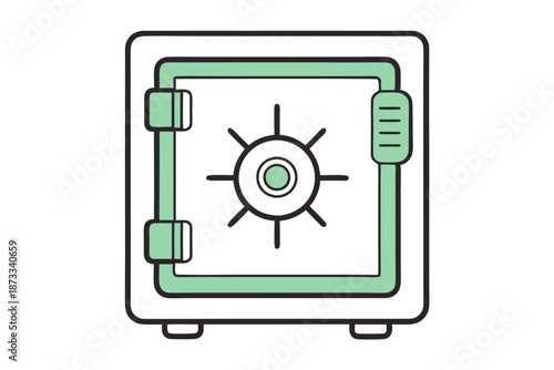 Steel safe vault illustration symbolizing protection safety and secure access