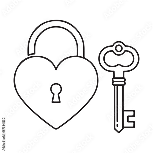 Valentine’s Day Love Symbols, Romantic Heart Design on White Background