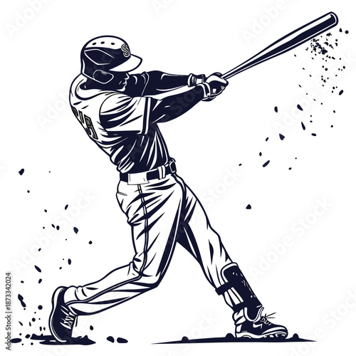 a baseball player is shown in the midst of swinging a bat with forceful motion silhouette