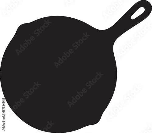 Black frying pan silhouette with handle cookware kitchen