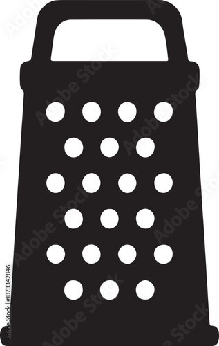 Black kitchen grater with white holes