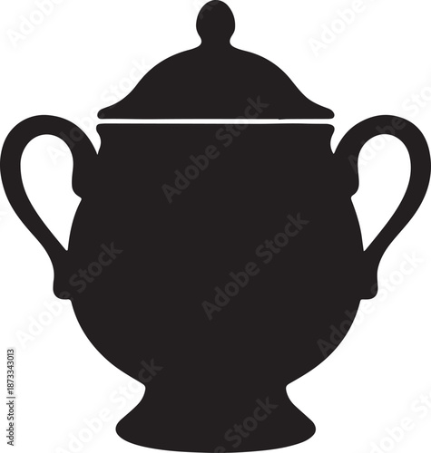 Black silhouette of a covered urn handles