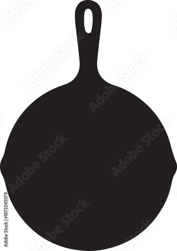 Black silhouette of a frying pan with handle cookware