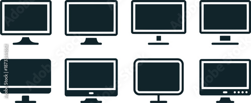 Various computer monitors vector illustration