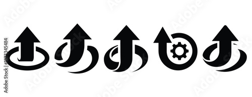 continuous improvement silhouette icon set, solid style, vector illustration