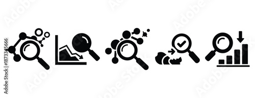 defect reduction silhouette icon set, solid style, vector illustration