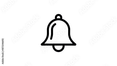 A simple black line drawing of a bell on a white background