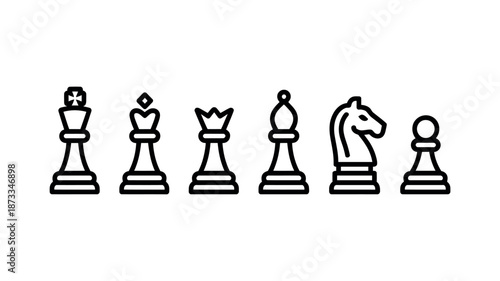 A set of chess pieces on a plain white background for strategy