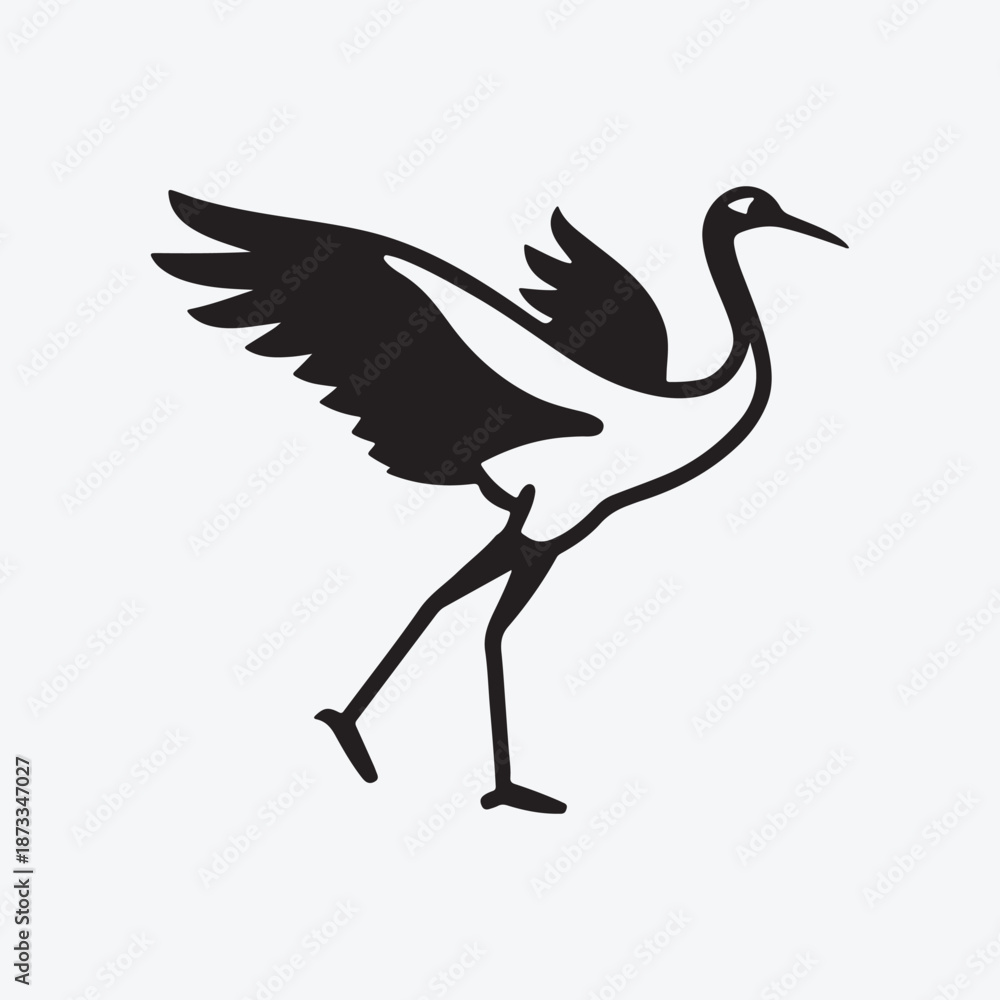 Fototapeta premium Cute stork carrying baby on white background illustration