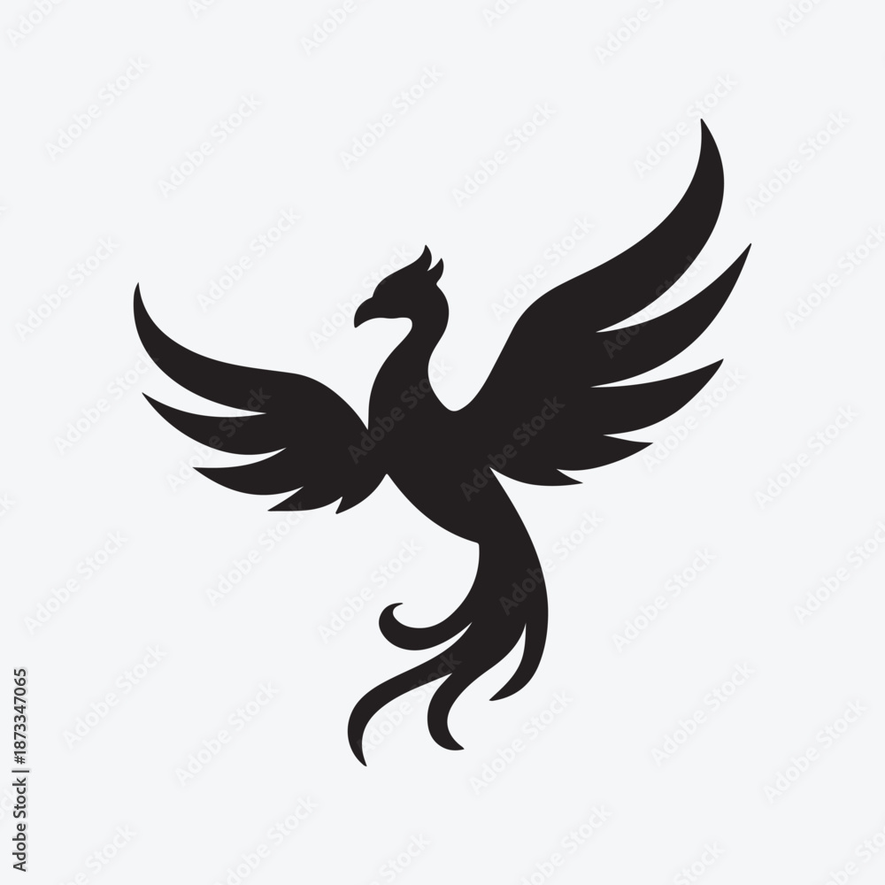 Obraz premium Flying eagle bird silhouette vector illustration with spread wings design