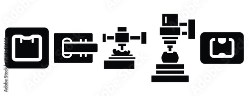 plastic molding silhouette icon set, solid style, vector illustration