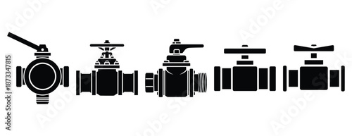 pressure valve silhouette icon set, solid style, vector illustration