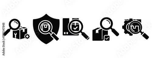 product testing silhouette icon set, solid style, vector illustration