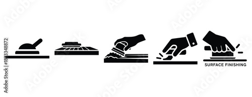 surface finishing silhouette icon set, solid style, vector illustration