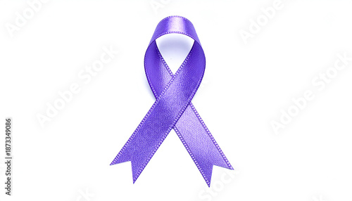Purple awareness ribbon isolated on clean white background