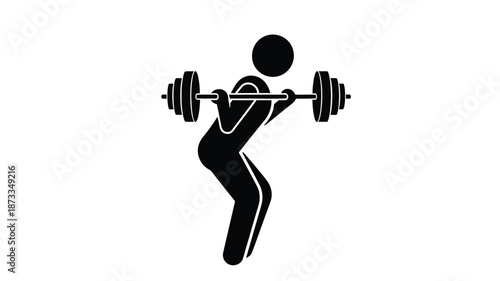 Silhouette of an athlete performing a barbell squat exercise demonstrating strength and fitness
