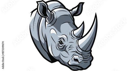 Stylized rhinoceros head illustration suitable for branding and design projects.