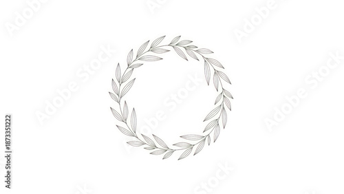 Graceful gray laurel circle wreath decorative graphic element for design projects.