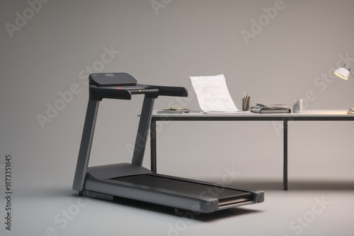 Artistic still life showcasing a treadmill in a serene studio setting