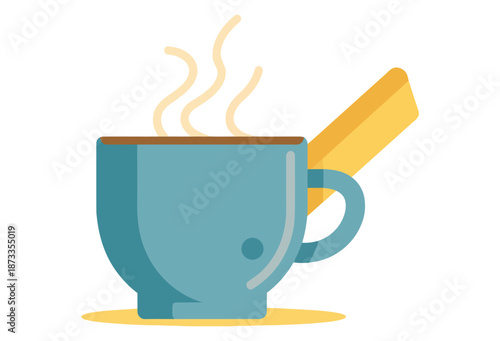 Blue Coffee Mug with Biscuit Inside.